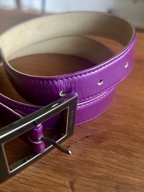 Vintage Escada Electric Purple Leather Belt Made in Italy - Size 36